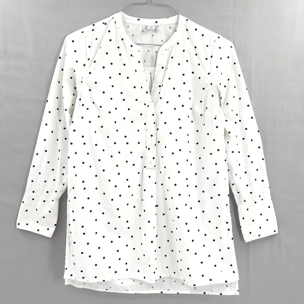 Old Navy White Black Polka Dot Tunic Shirt‎ Parisian Coquette Size S
